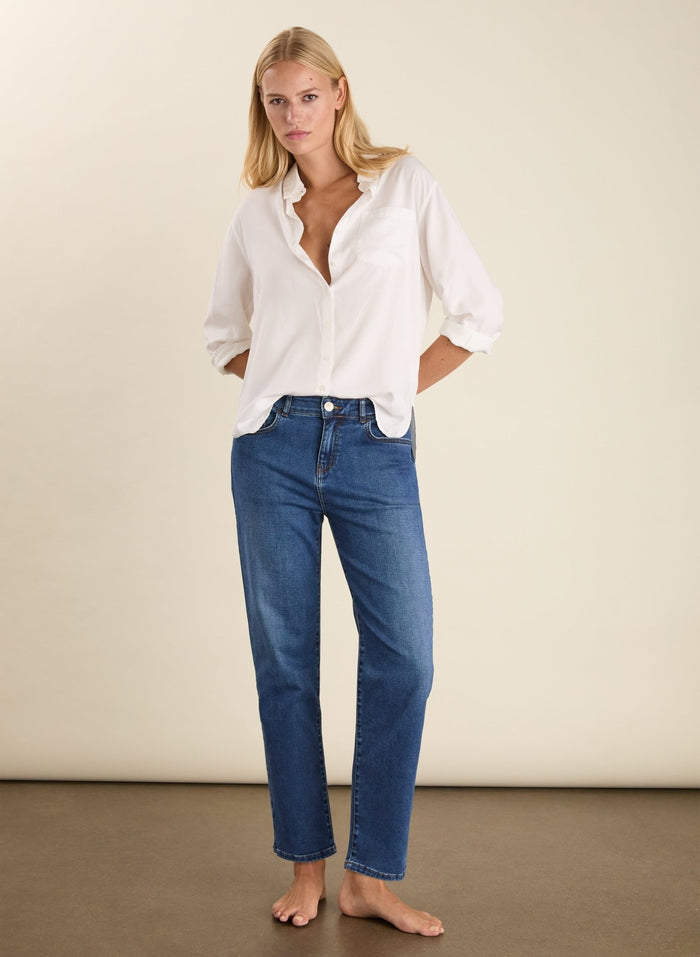 Eda Organic Cotton Stretch Boyfriend Jeans - Washed Indigo Baukjen