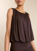 Eddy Bubble Hem Top - Dark Chocolate Baukjen