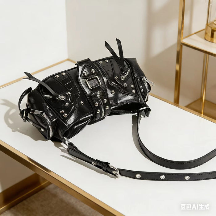 Edgy Y2k-style Single-shoulder Commuter Crossbody Biker Bag