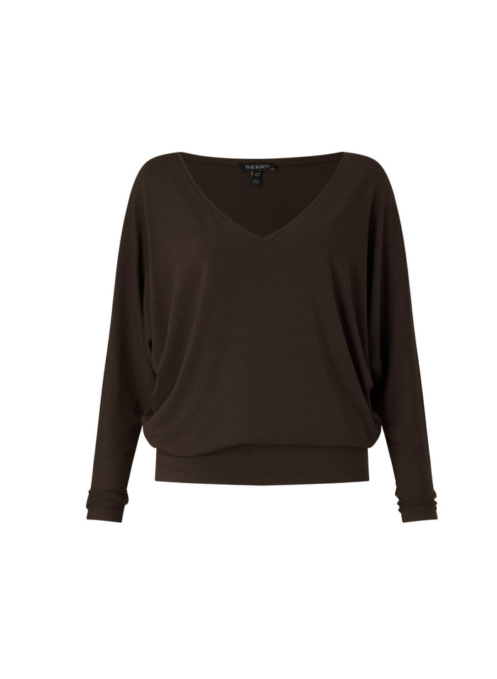 Ella Relaxed V - Neck Top - Dark Chocolate Baukjen
