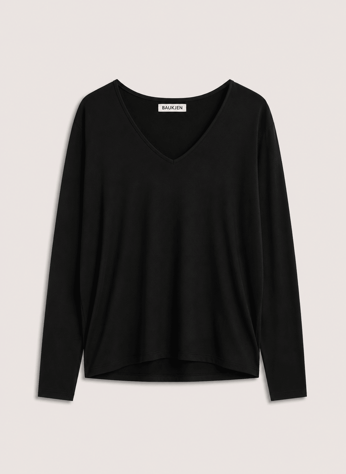 Ella Relaxed V-Neck Top - Caviar Black Baukjen