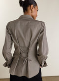 Elle Cinched Waist Shirt - Brown Check Baukjen