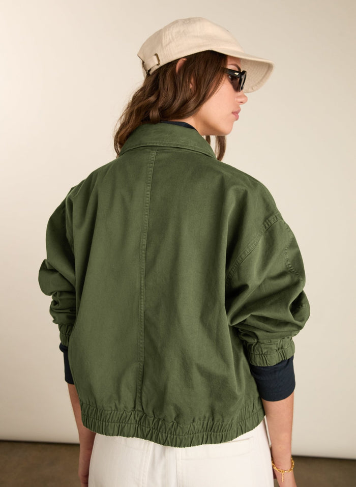 Elowen Organic Cotton Cropped Bomber Jacket - Light Khaki Baukjen