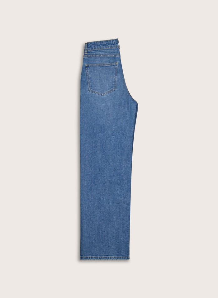 Emery Organic Cotton Stretch Wide Leg Jeans - Mid Wash Indigo Baukjen