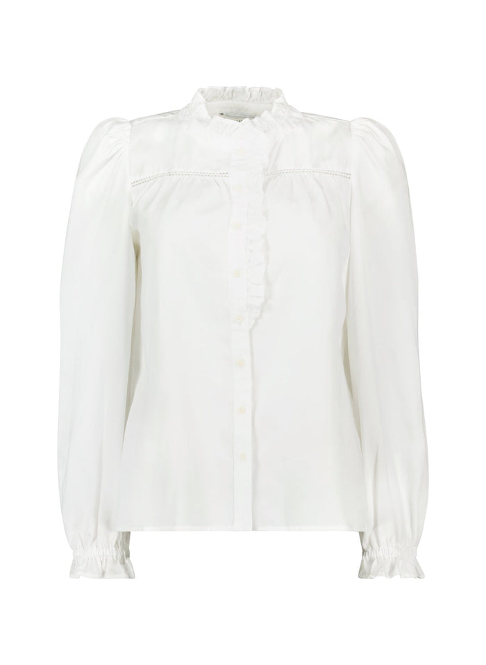 Estela Broderie Detail Blouse - Pure White Baukjen
