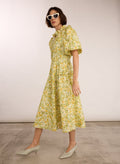 Eva Printed Midi Dress - Yellow Trailing Floral Baukjen