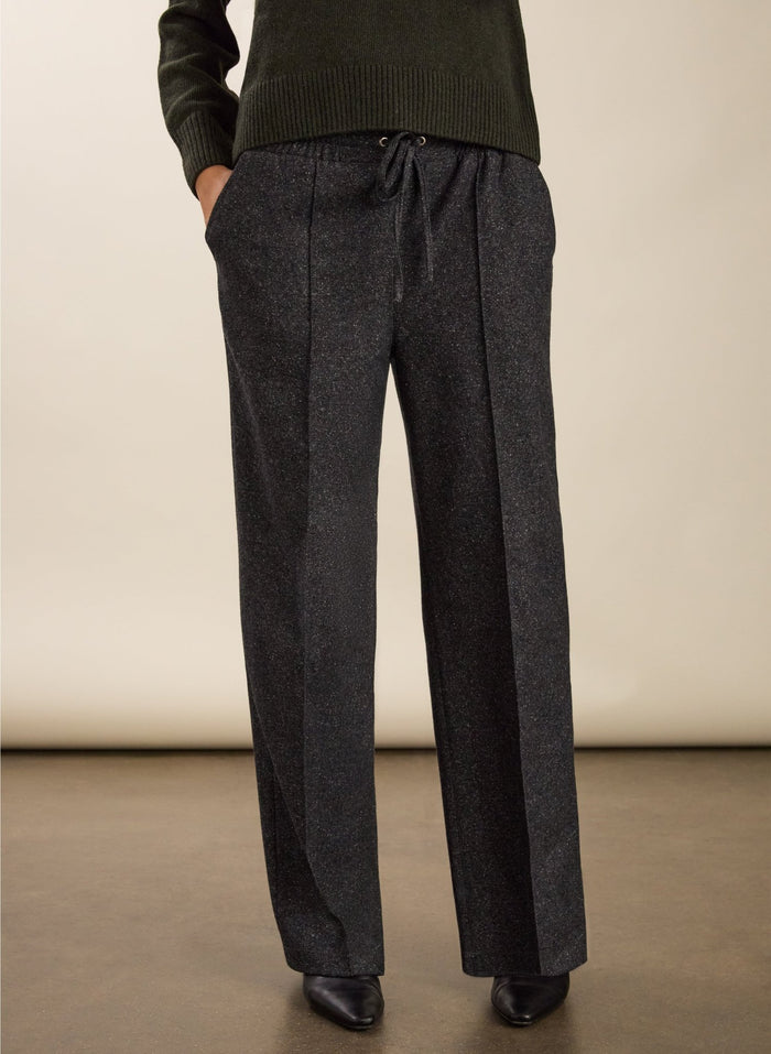 Petite Fera Wool Blend Wide Leg Trousers - Grey Baukjen