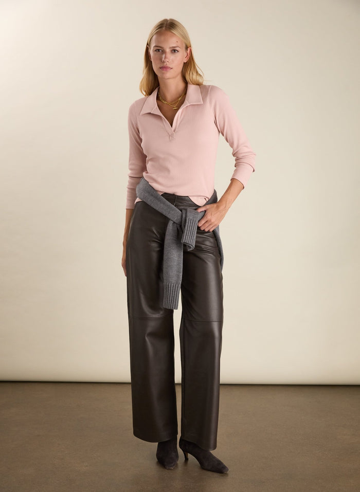 Fern Organic Cotton Collar Top - Powder Pink Baukjen