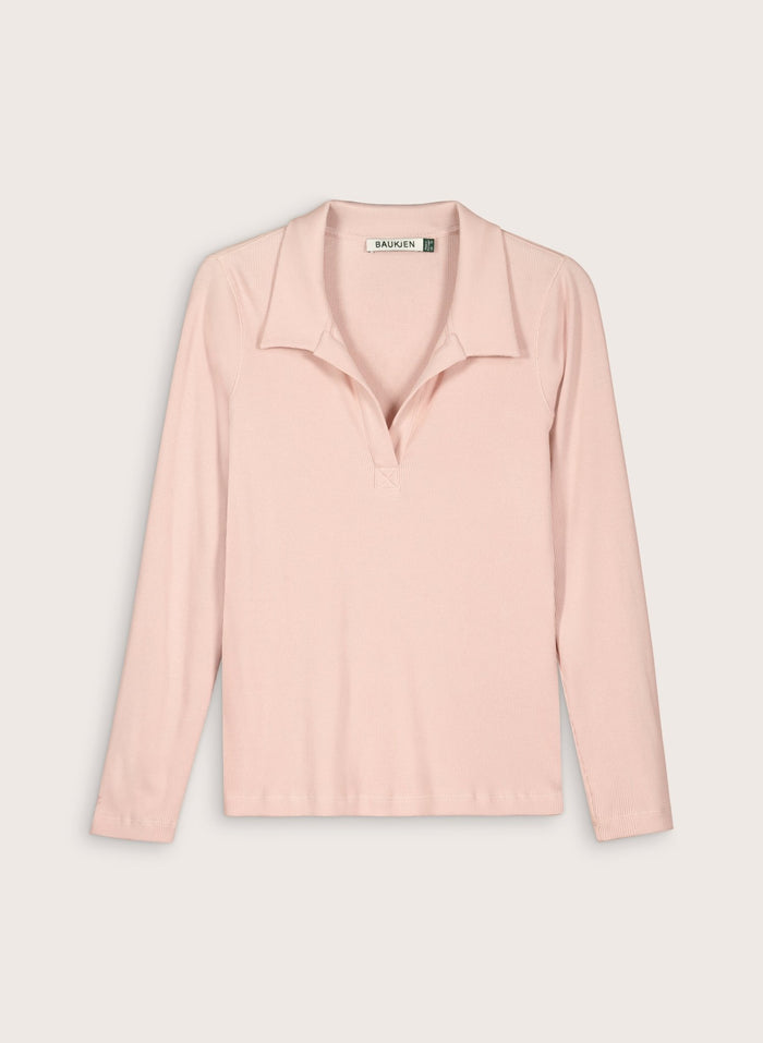 Fern Organic Cotton Collar Top - Powder Pink Baukjen