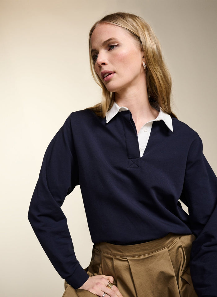 Fernanda Regenerative Cotton Rugby Top - Classic Navy Baukjen