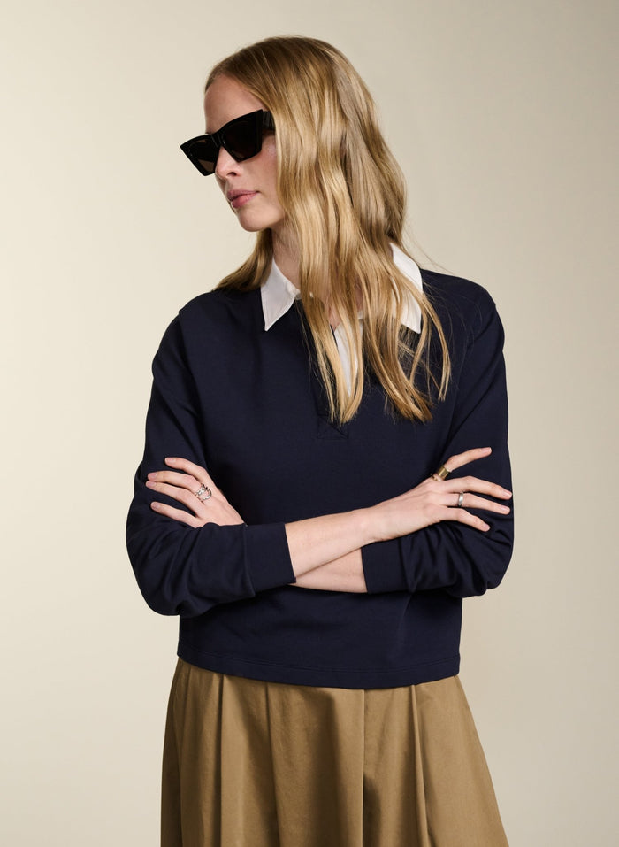 Fernanda Regenerative Cotton Rugby Top - Classic Navy Baukjen