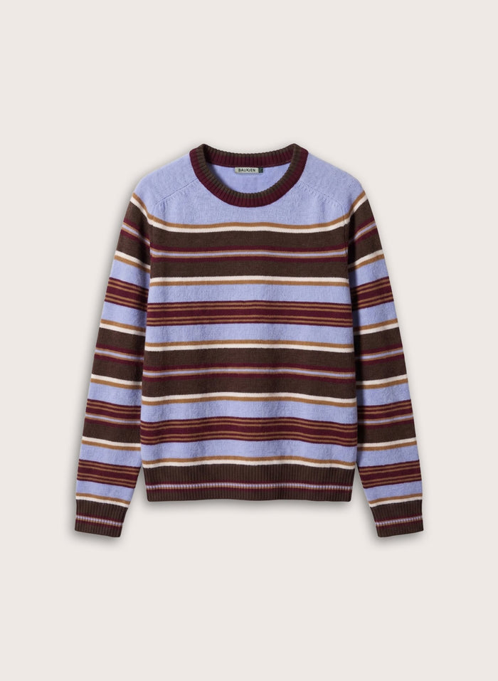 Flora Striped Crew Neck Jumper - Blue Choc Mix Baukjen