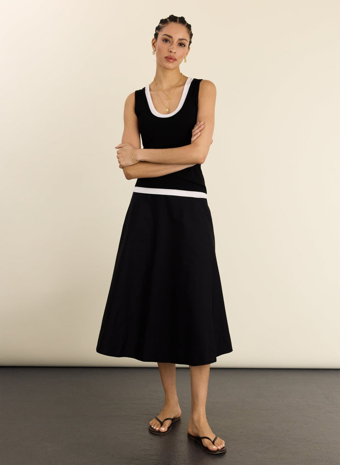 Flossie Layered Tank - Caviar Black & White Baukjen