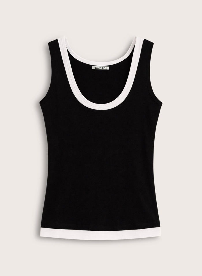 Flossie Layered Tank - Caviar Black & White Baukjen