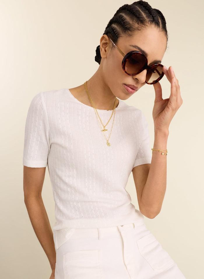 Gabriella Organic Pretty Rib Tee - Pure White Baukjen
