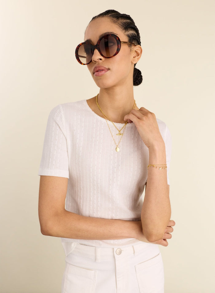 Gabriella Organic Pretty Rib Tee - Pure White Baukjen