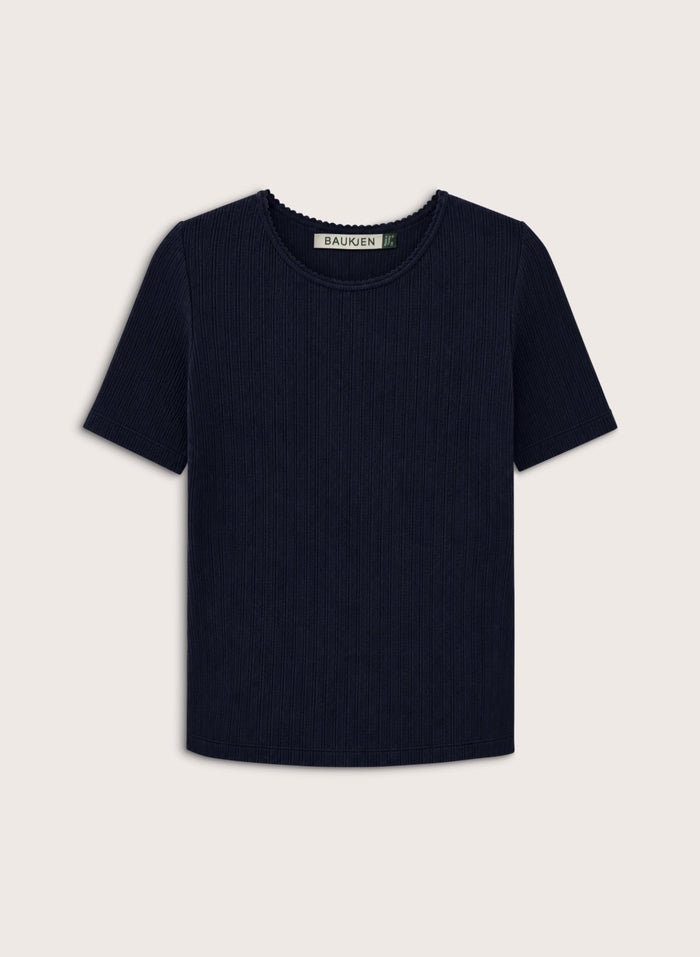 Gabriella Ribbed T-shirt - Navy Baukjen