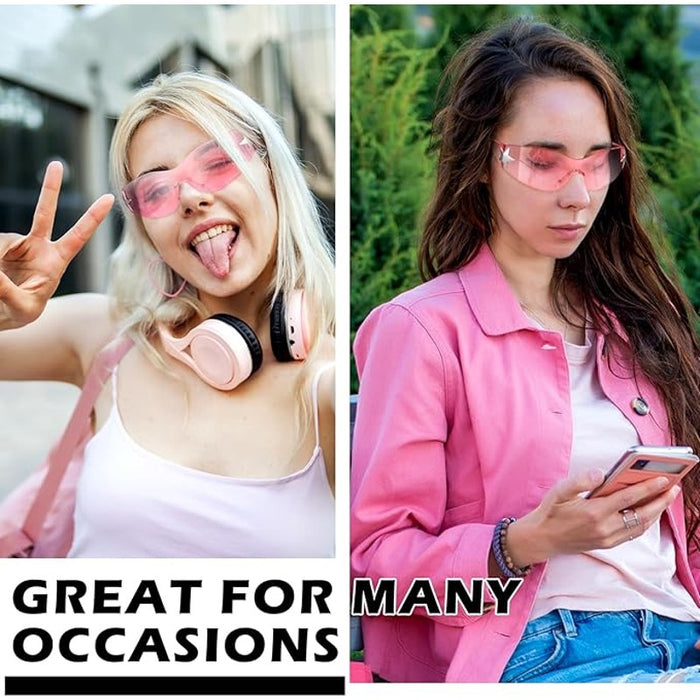 GGSTDDUP 1 Pair Rimless Pink Silver Y2K 2000s Star Frameless Sunglasses
