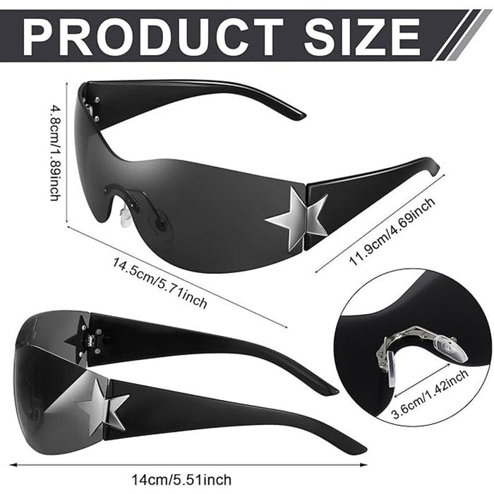 GGSTDDUP 1 Pair Rimless Pink Silver Y2K 2000s Star Frameless Sunglasses