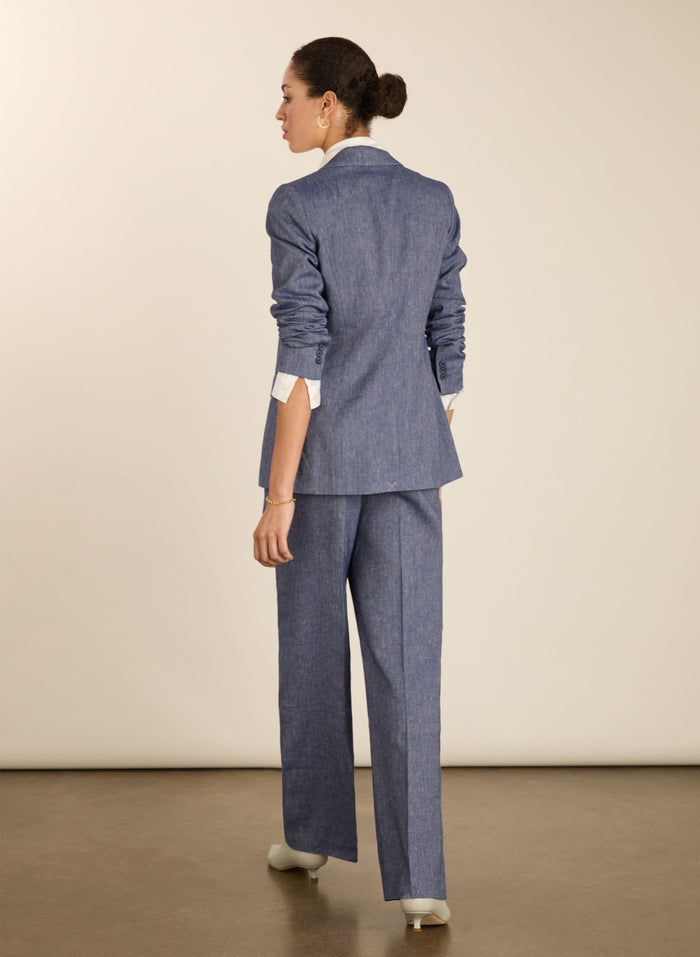 Giselle Linen & Cotton Blend Trousers - Indigo Baukjen