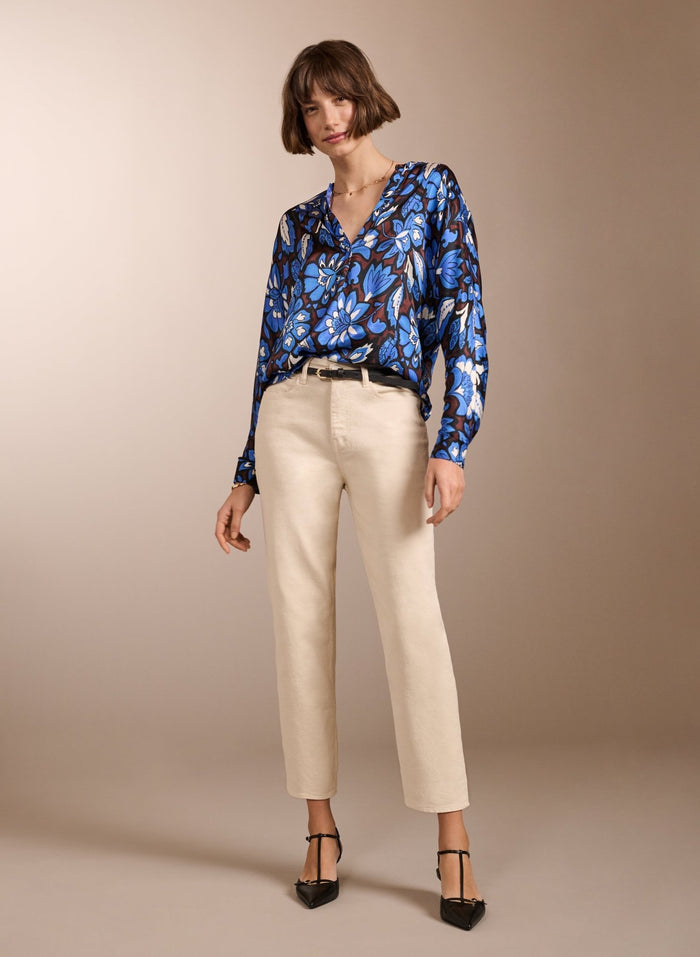 Gloria Blouse - Blue Floral Saraca Baukjen