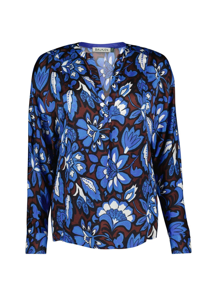 Gloria Blouse - Blue Floral Saraca Baukjen