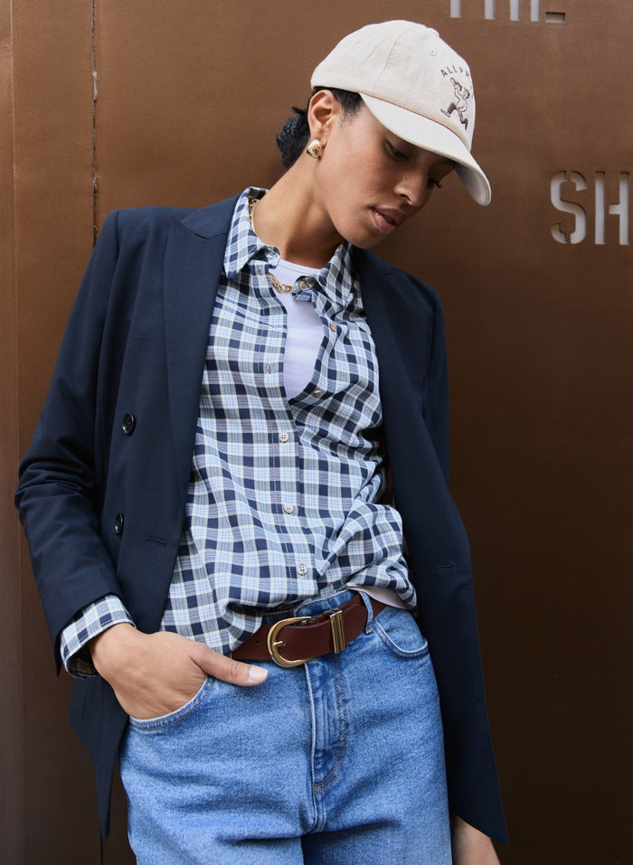 Graca Organic Cotton Check Shirt - Blue Check Baukjen