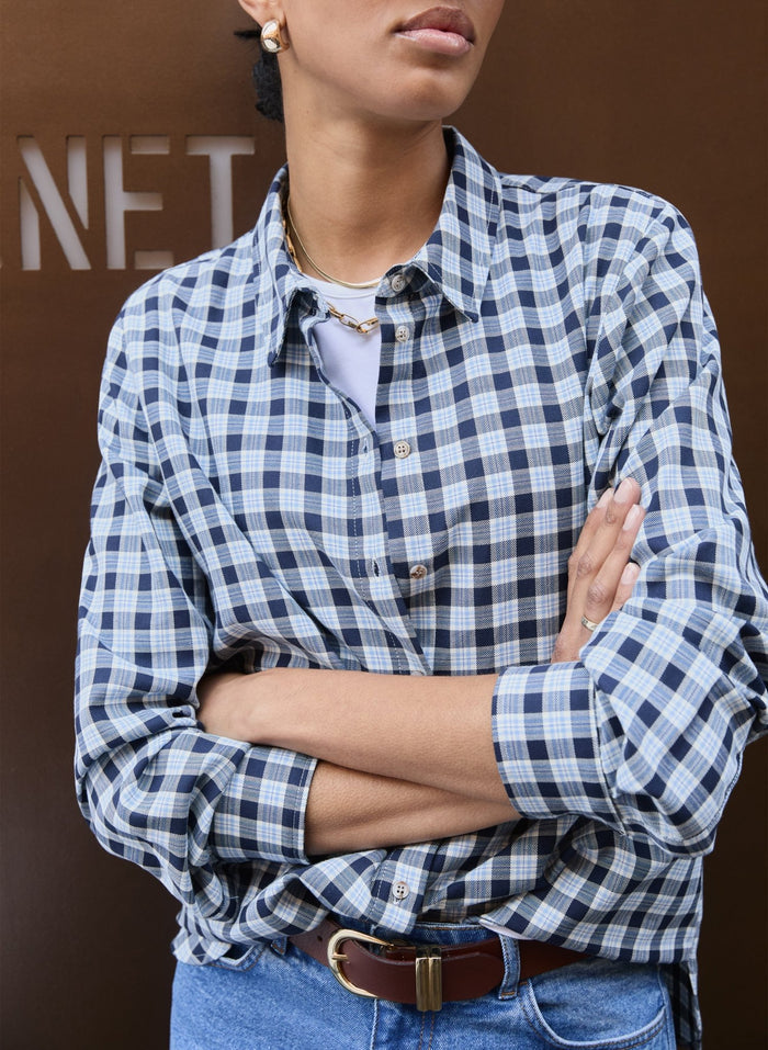 Graca Organic Cotton Check Shirt - Blue Check Baukjen