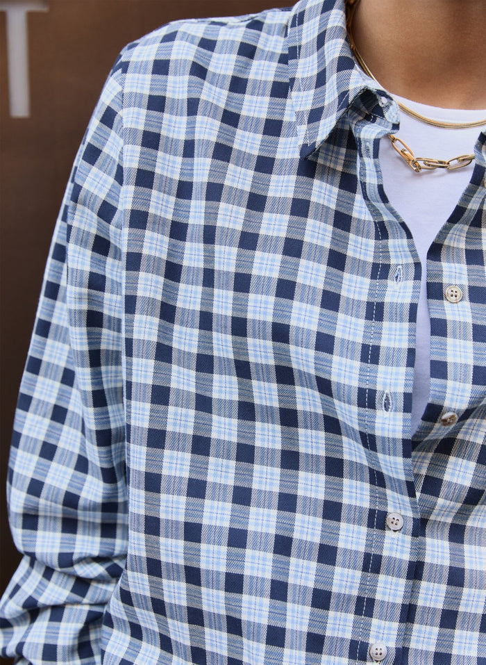 Graca Organic Cotton Check Shirt - Blue Check Baukjen
