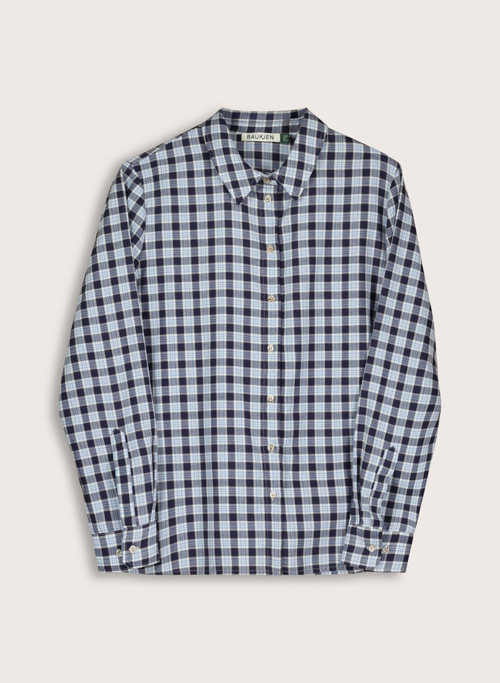 Graca Organic Cotton Check Shirt - Blue Check Baukjen