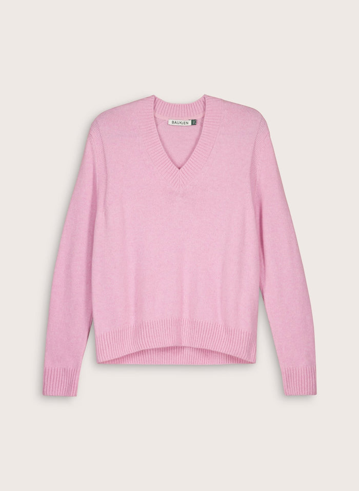 Gwen V - Neck Wool Blend Jumper - Blossom Baukjen