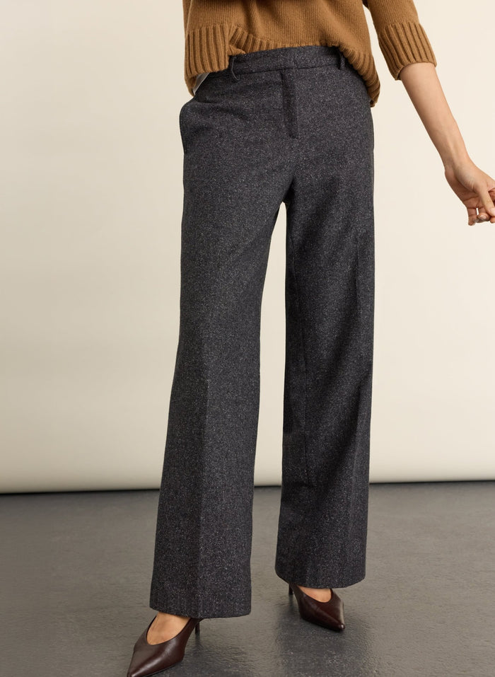 Gwynnie Wool Blend Wide Leg Trousers - Grey Baukjen