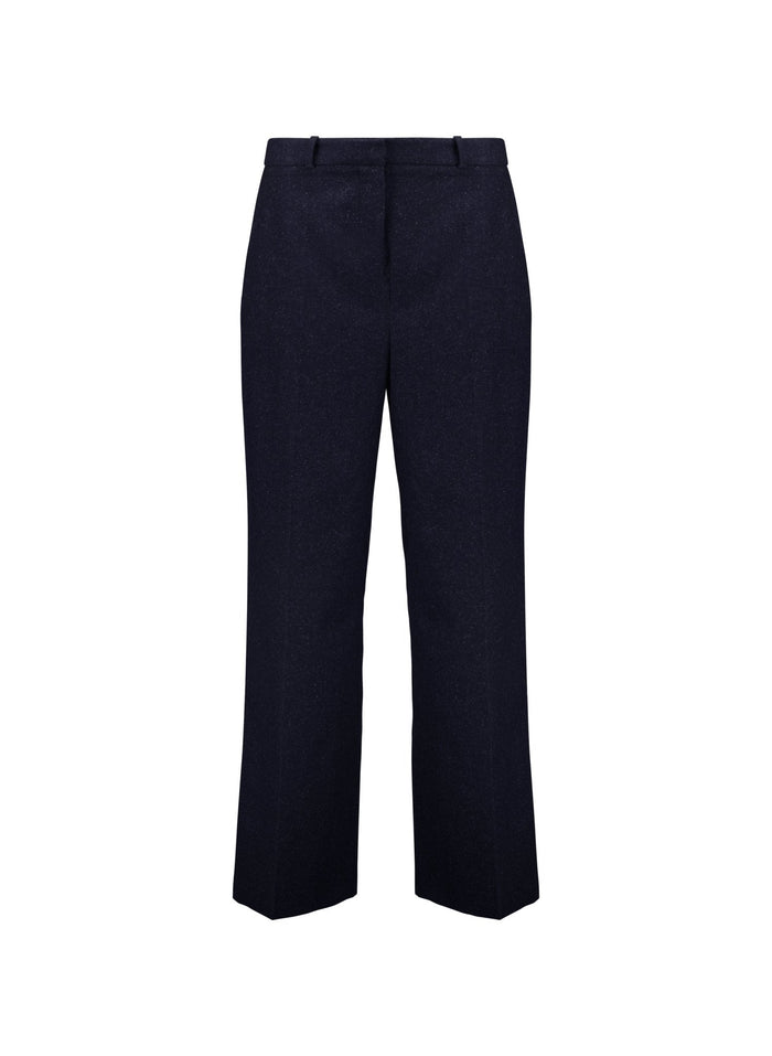 Gwynnie Wool Blend Wide Leg Trousers - Navy Baukjen