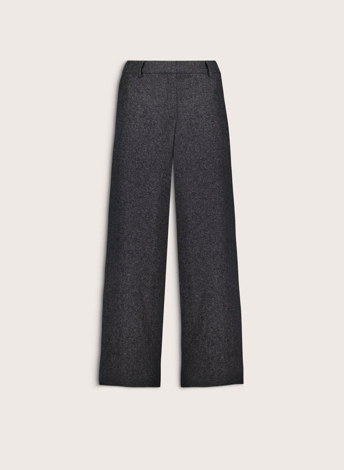 Gwynnie Wool Blend Wide Leg Trousers - Grey Baukjen