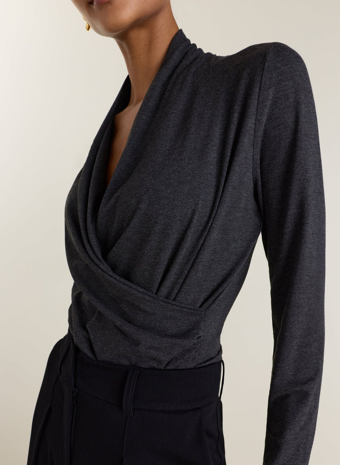 Gylda Fixed Wrap Top - Charcoal Marl Baukjen