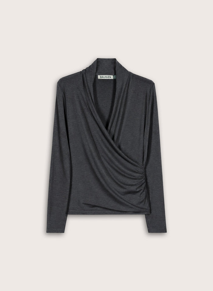 Gylda Fixed Wrap Top - Charcoal Marl Baukjen