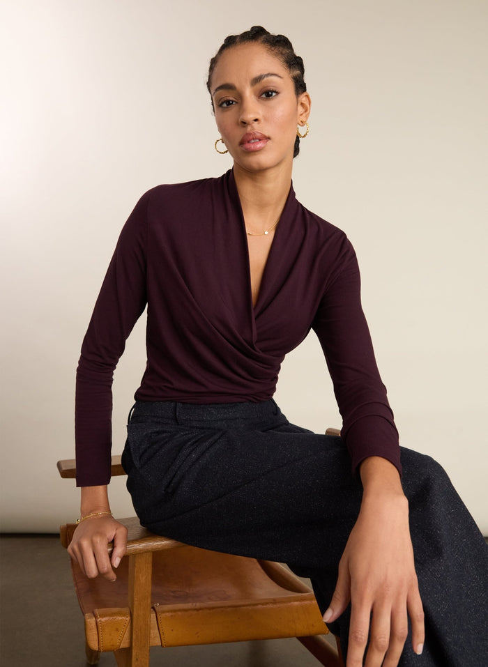 Gylda Wrap Top - Plum Baukjen