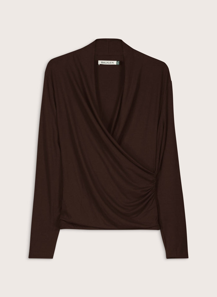 Gylda Fixed Wrap Top - Dark Chocolate Baukjen