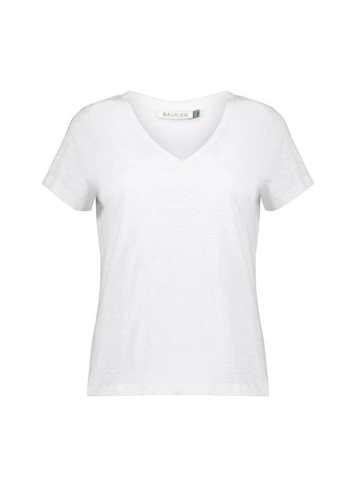 Hanorah Organic V - Neck Tee - Pure White Baukjen