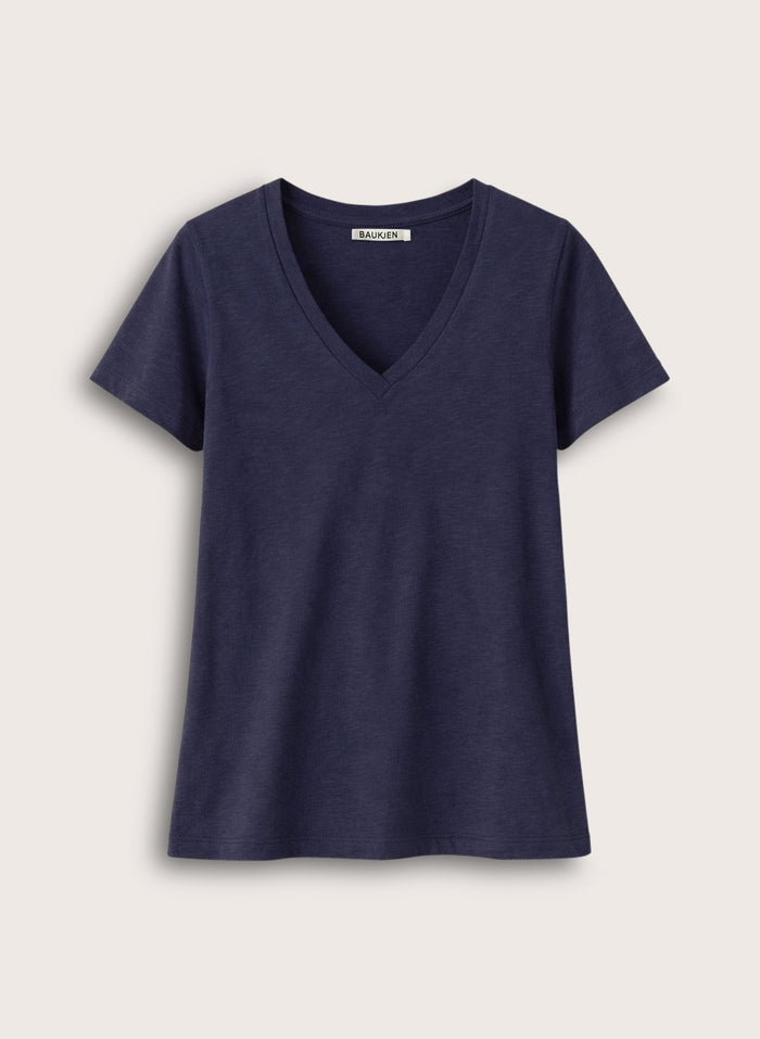 Hanorah Organic V - Neck Tee - Deep Indigo Baukjen
