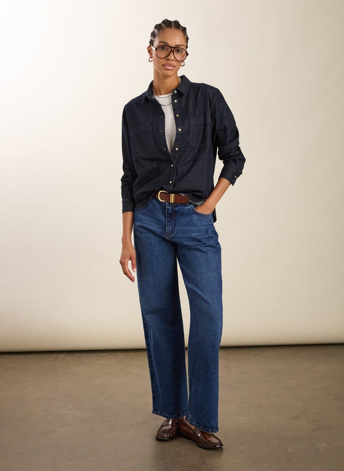 Hattie Organic Denim Shirt - Dark Indigo Baukjen