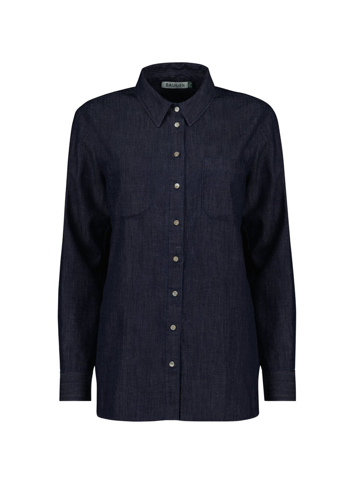 Hattie Organic Denim Shirt - Dark Indigo Baukjen