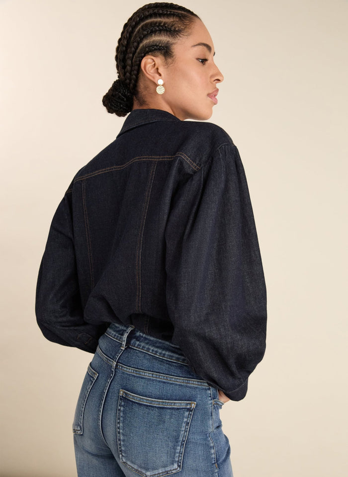 Heather Organic Denim Shirt - Dark Denim Baukjen