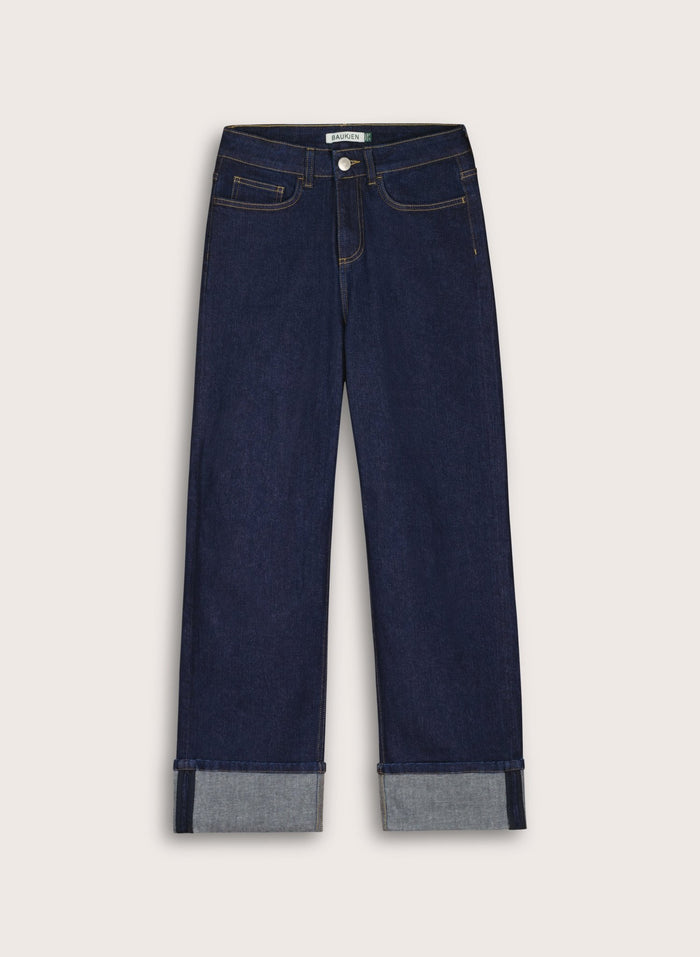 Helen Organic Cotton Stretch Turn Up Jeans - Dark Denim Baukjen