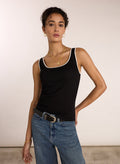 Houston Organic Rib Vest - Caviar Black & Pure White Baukjen