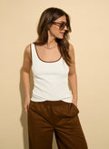 Houston Organic Rib Vest - Pure White & Milk Chocolate Baukjen
