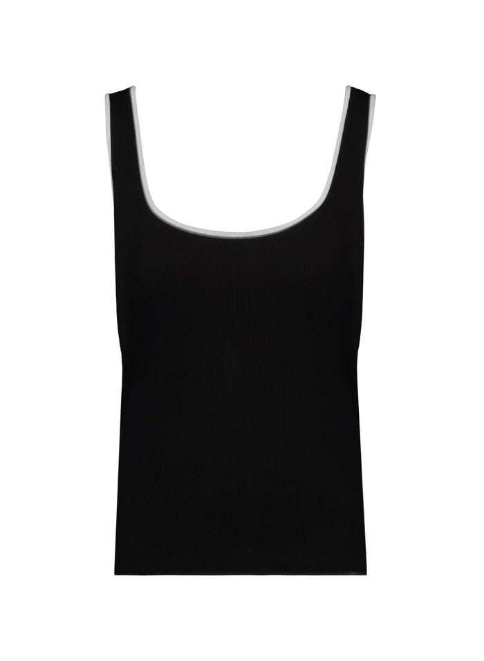 Houston Organic Rib Vest - Caviar Black & Pure White Baukjen
