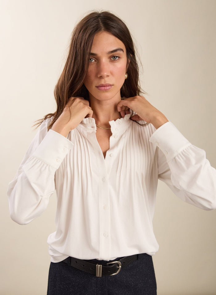 Imken Long Sleeve Blouse - Pure White Baukjen