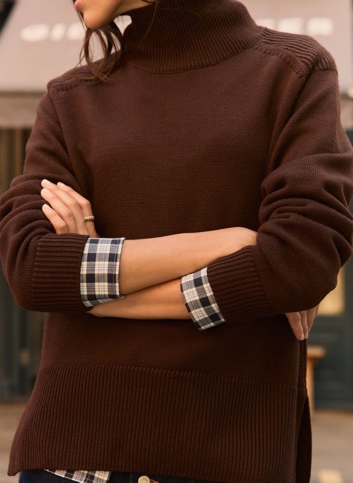 Iola Regenerative Merino Turtleneck Jumper - Dark Chocolate Baukjen