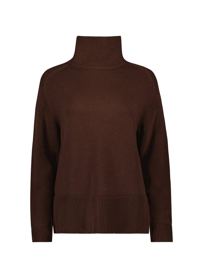 Iola Regenerative Merino Turtleneck Jumper - Dark Chocolate Baukjen